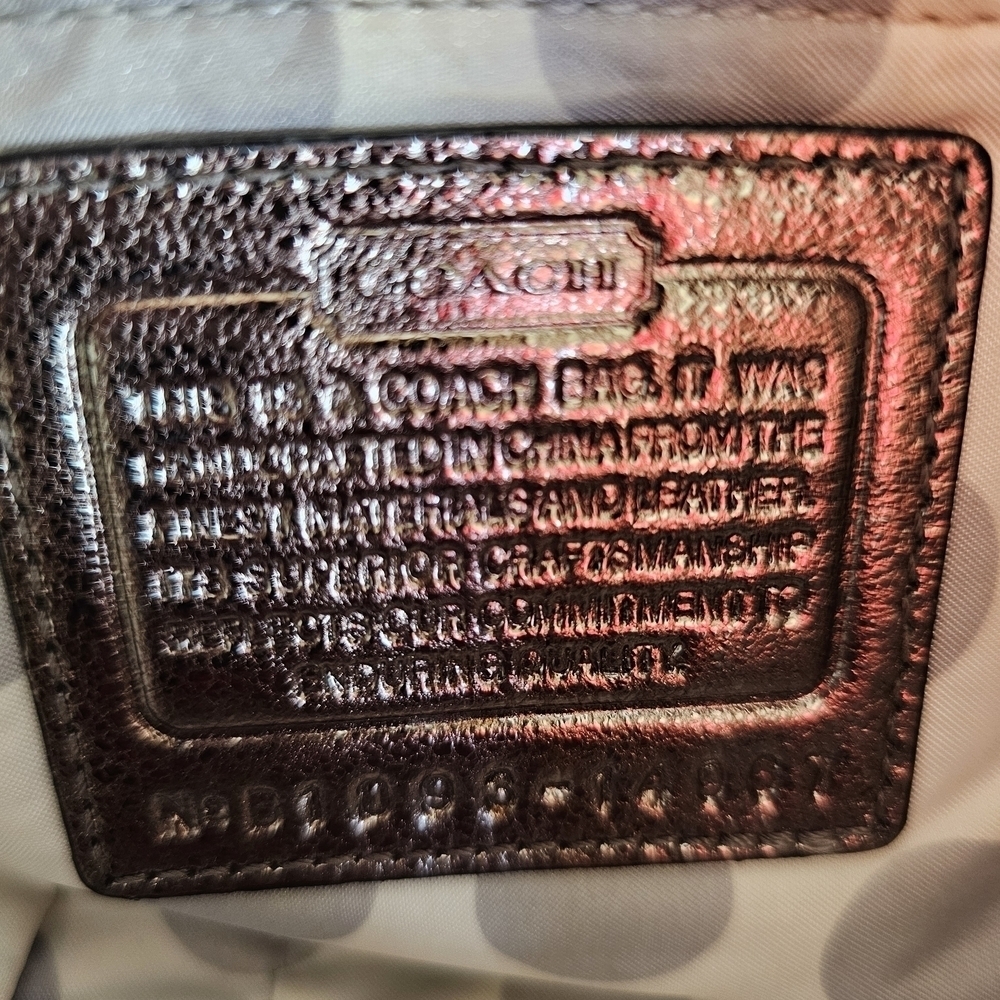 Coach Laura Metallic Bronze Leather Logo Tote Bag.  - Picture 7 of 10